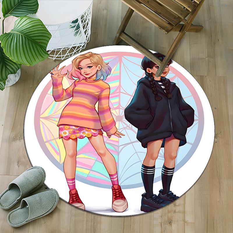 1pc Addams Family Wednesday6 Print Round Carpet Chair Round Carpet Suitable for Bedroom Living Room Home Decorative Carpet