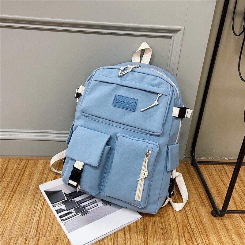 Canvas Women's Backpack Students School Bags for Girls Teenager Cute Multi-pocket Schoolbag Rucksack Handbags Laptop Backpack