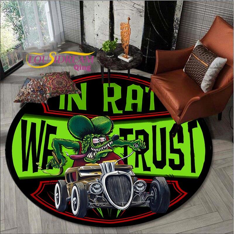 Covor Rat Fink Covor rotund retro Decor camera de zi Covor Mancave Covoare Covoare pentru dormitor Scaun Covor Cadouri