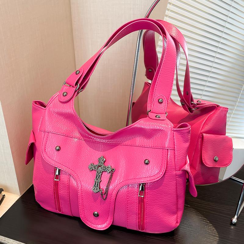 Fashiable large capacity retro women's handbag, simple and niche design solid color women's shoulder bag, suitable for commuti