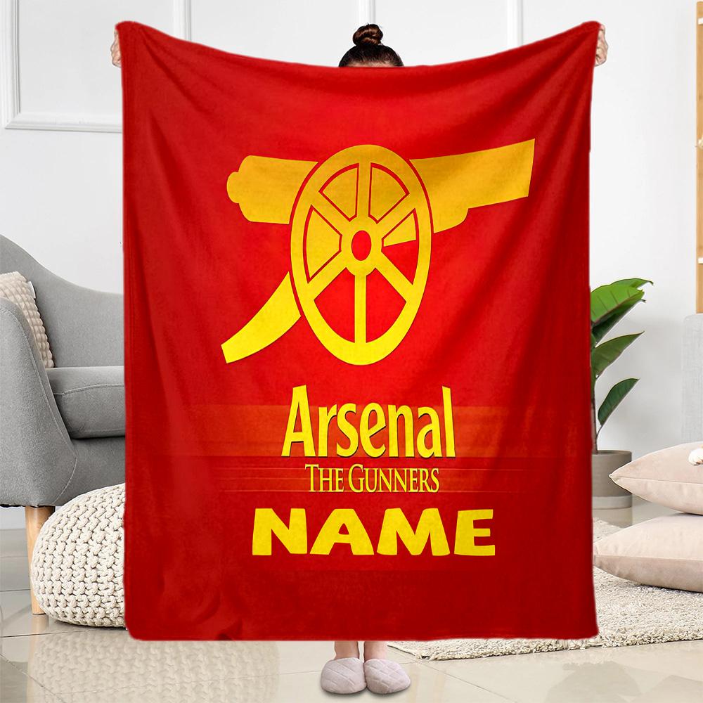 Coperta con Stemma del Football Club Arsenal Testo Personalizzabile Coperta Accogliente Personalizzata Morbida Calda Accogliente Perfetta per Ufficio Picnic Riposo Biancheria da Letto per Tutte le Occasioni