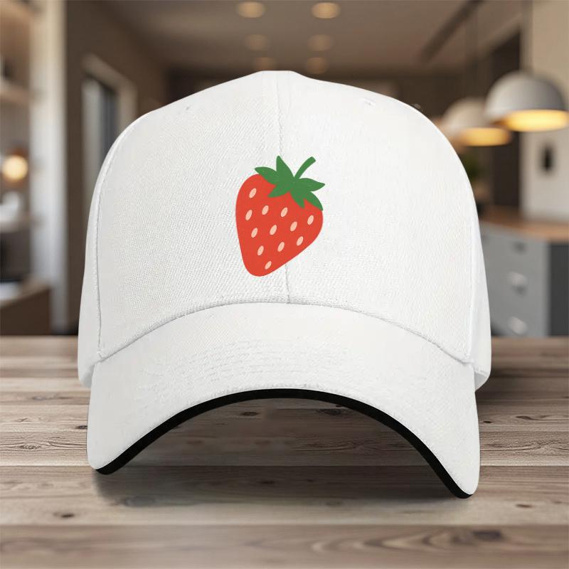 Strawberry Graphic Baseball Cap Unisex Polyester Adjustable Sport Outdoor Sun Shade Trendy