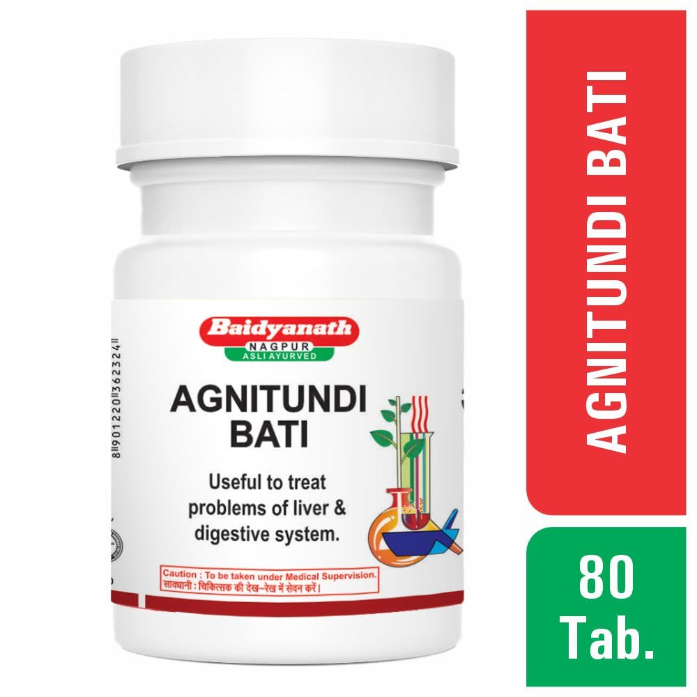 Baidyanath Asli Ayurved Agnitundi Bati 80 Tablets X Pack of 3 | Ayurvedic Digestive Support for Smooth Digestion
