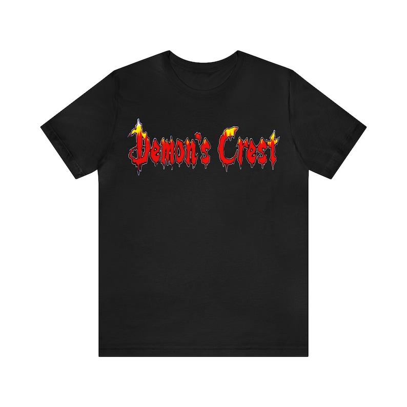

230 Gsm 100% Cotton Demon S Crest Snes Retro Style 90 S Video Game Pixel Art Unisex T Shirt XXS чорний
