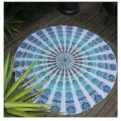Round Beach Tapestry Mandala Throw/Boho Hippie Beach Blanket Roundie/Indian Cotton Bohemian Large Round Table Cloth-Home Decor/Yoga Mat