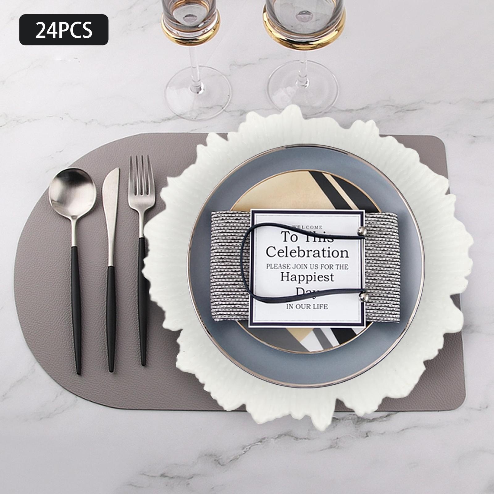 

24-Pack 12.6 Inch Premium Round Plastic Charger Plates - Elegant Snowflake Design Dinner Plate Mats for Wedding, Party, Holiday білий