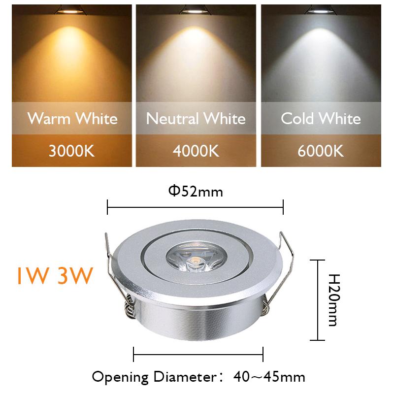 10ks LED Mini Downlight 3W 1W 85-265V Bodové světlo Stropní svítidlo Stmívatelné 110V 220V Embed Bílá Černá Stříbrná Včetně pohonu