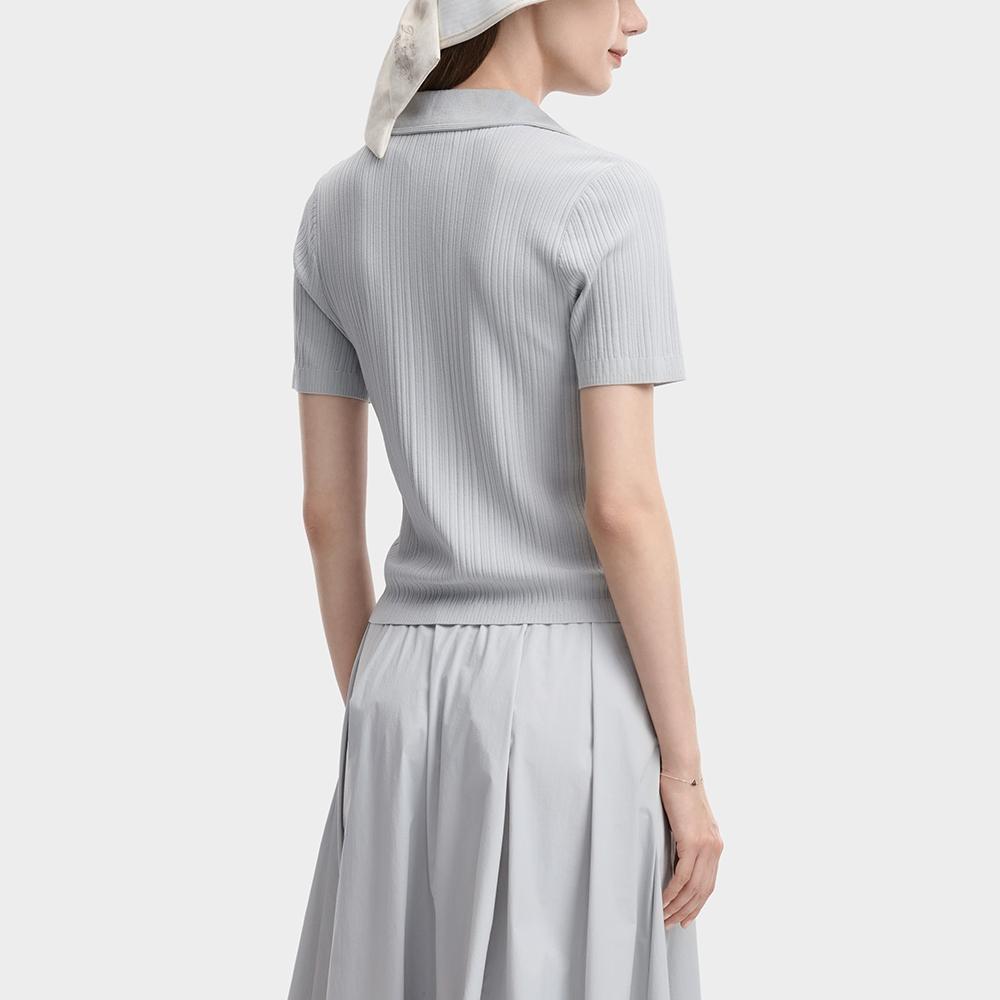 Fila White Solid Woven Slim Fit Polo Shirt Women Tops F11W623403F-GY