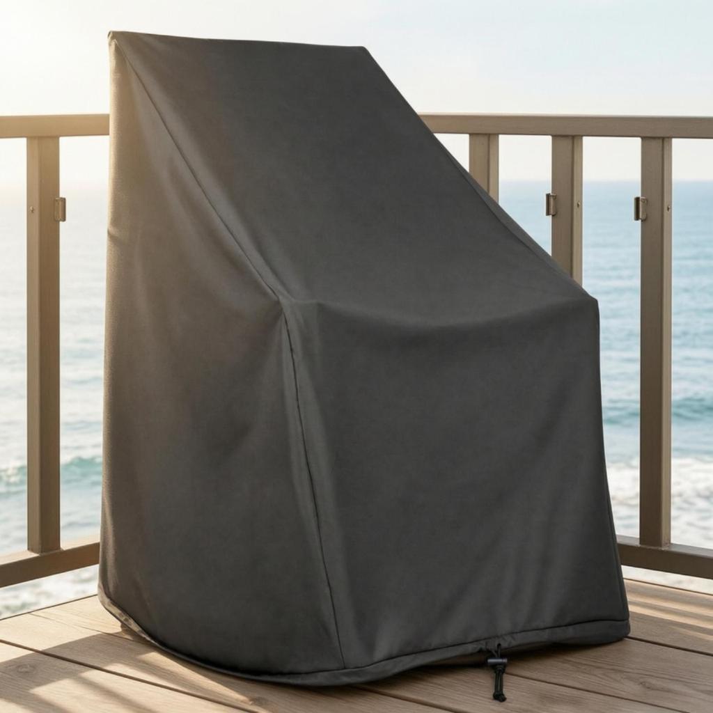 Sloped-Top Chair Cover Easy to Store Drawstring Black for Patio, Garden