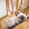Floor Mat Non-Slip Backing Cat Design Easy Maintenance Versatile Rug Living Room Bathroom Kitchen Home Decor