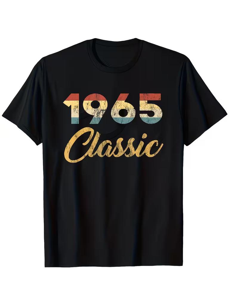 Men's 1965 Classic Retro Graphic T-Shirt - Black Vintage "1965 CLAIC" Bold Print