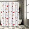 Romantic Red Hearts Cherry Key Pattern Shower Curtain Waterproof Bathroom Decor White 150x240cm Free Shipping