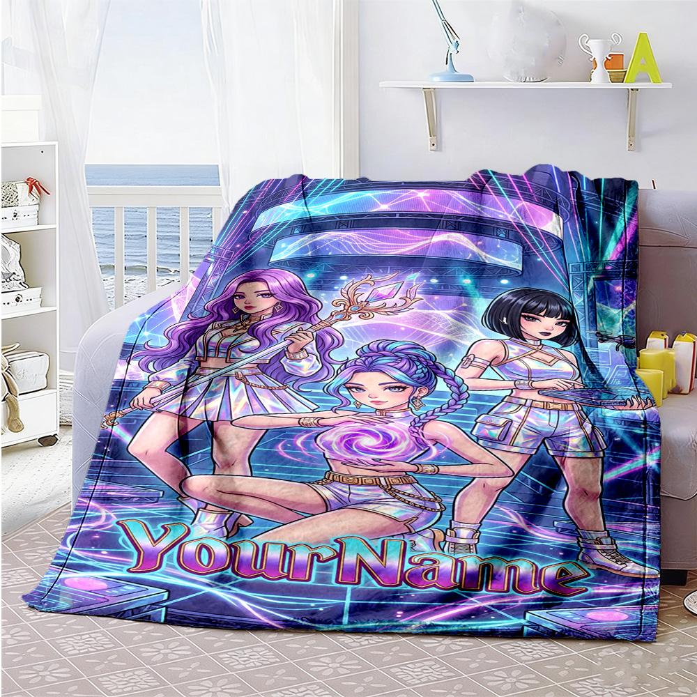 Demon Hunter Girls 9 Customize Text Blanket Throw Personalized Blanket Comfortable Throw For Office Picnics Home Decor Livingroom