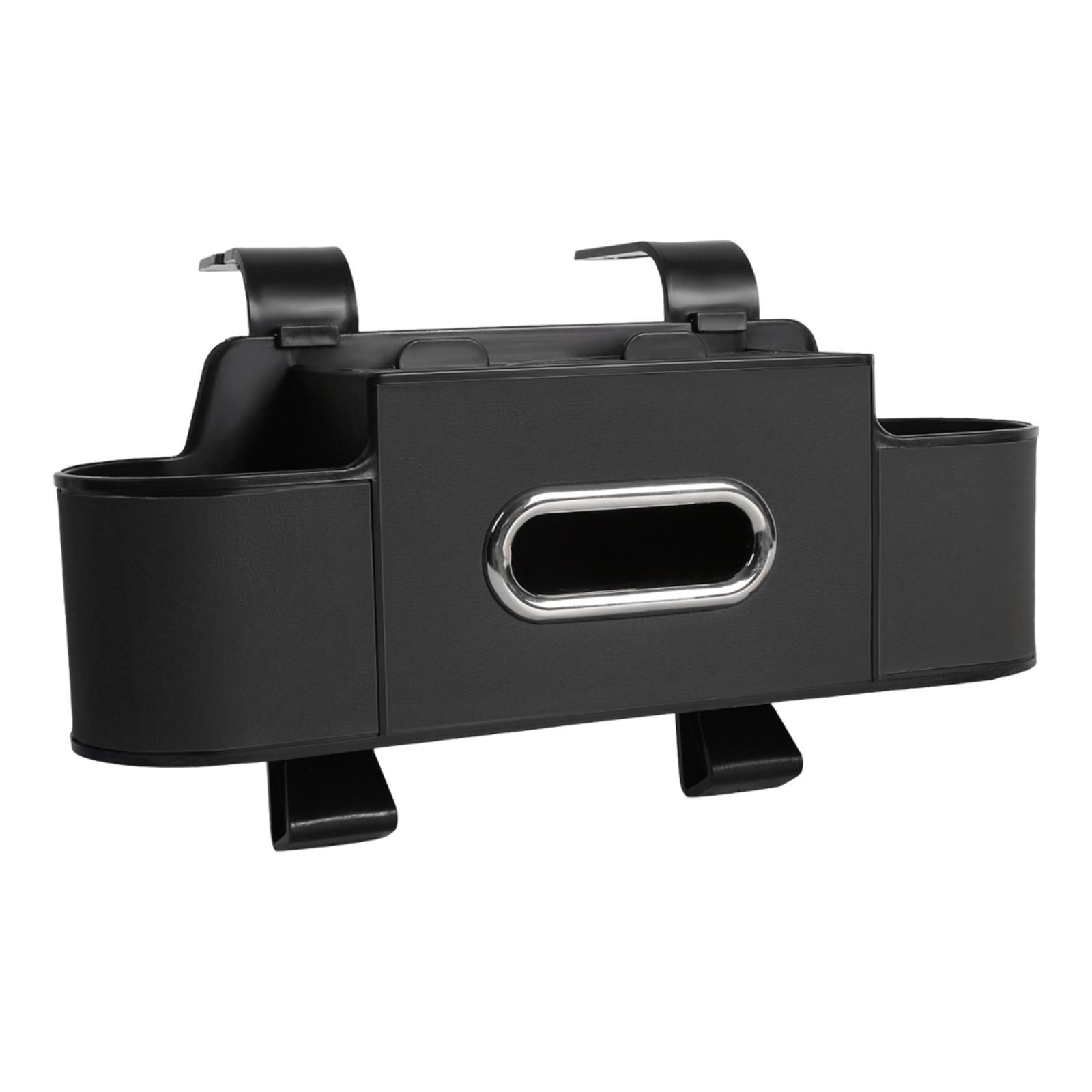 

4In1 Universal Car Interior Organizer with Tissue & Cup Holder Hanging Seat Hook Storage Box Multifunctional for Snacks/Drinks чорний