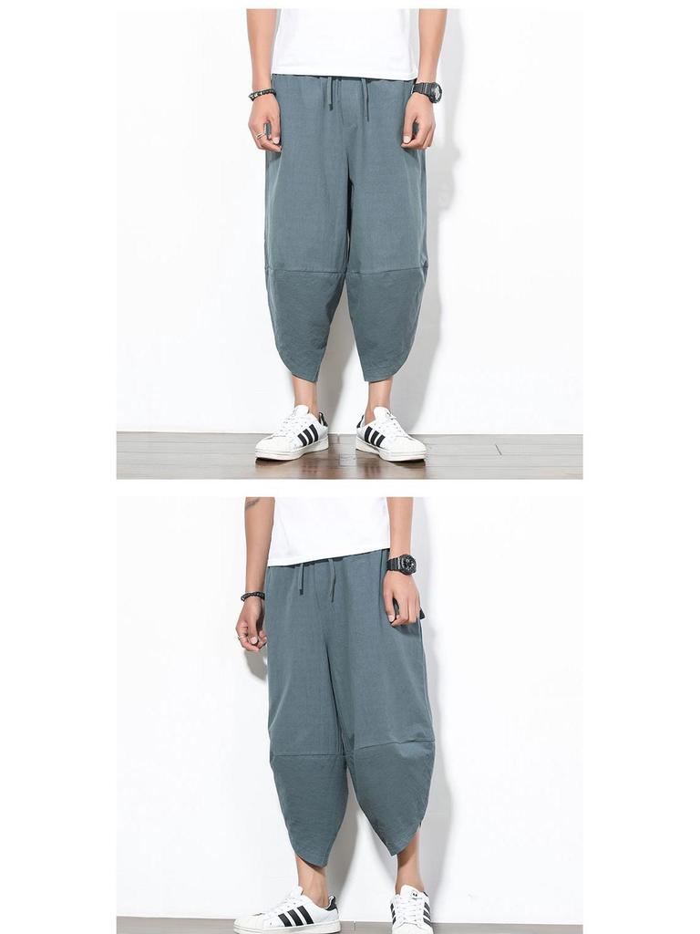 Herren Übergröße Chinesischer Stil Locker Harem Strandhosen - Sommer Sieben-Punkt Weitbein Karottenhosen