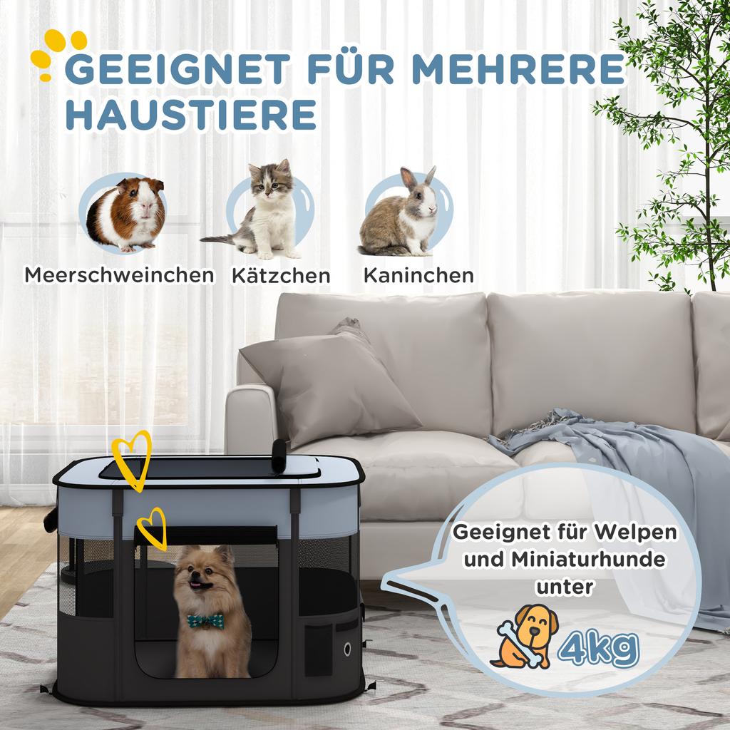 Foldable Dog Pen with Storage Bag for Indoor/Outdoor Use, Portable Pet Playpen, with Ground Stakes - Grey