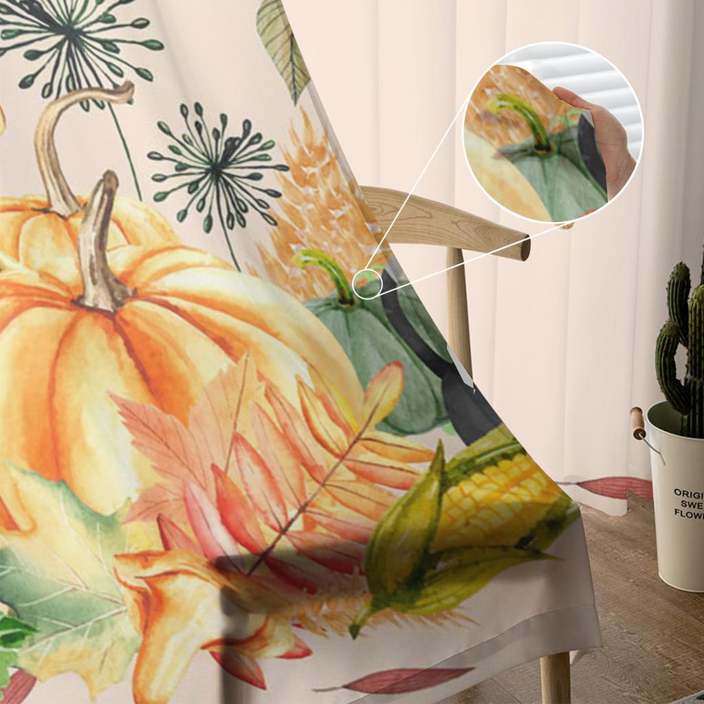 Frucht Ahornblatt Krähe Katze Tüll Vorhänge zur Wohnzimmerdekoration Modern Chiffon Transparent Voile Küchenvorhang