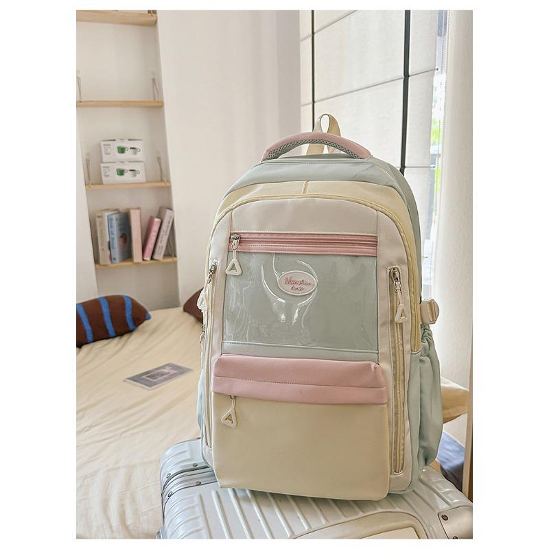 High value, fresh and sweet, contrasting color splicing backpack, casual and lightweight backpack for junior high school students