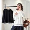 Großformat Damen Spitze Saum Langarm Baumwolle Sweatshirt 2026 Frühling T-Shirt Vielseitiges Oberteil