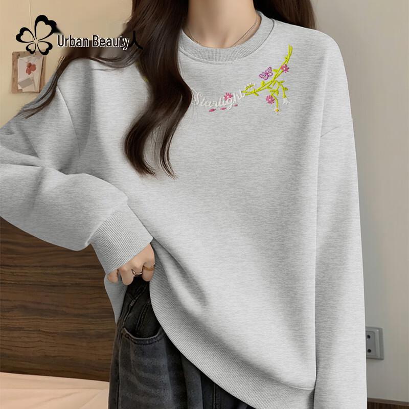 Женский пуловер свободного кроя с круглым вырезом M