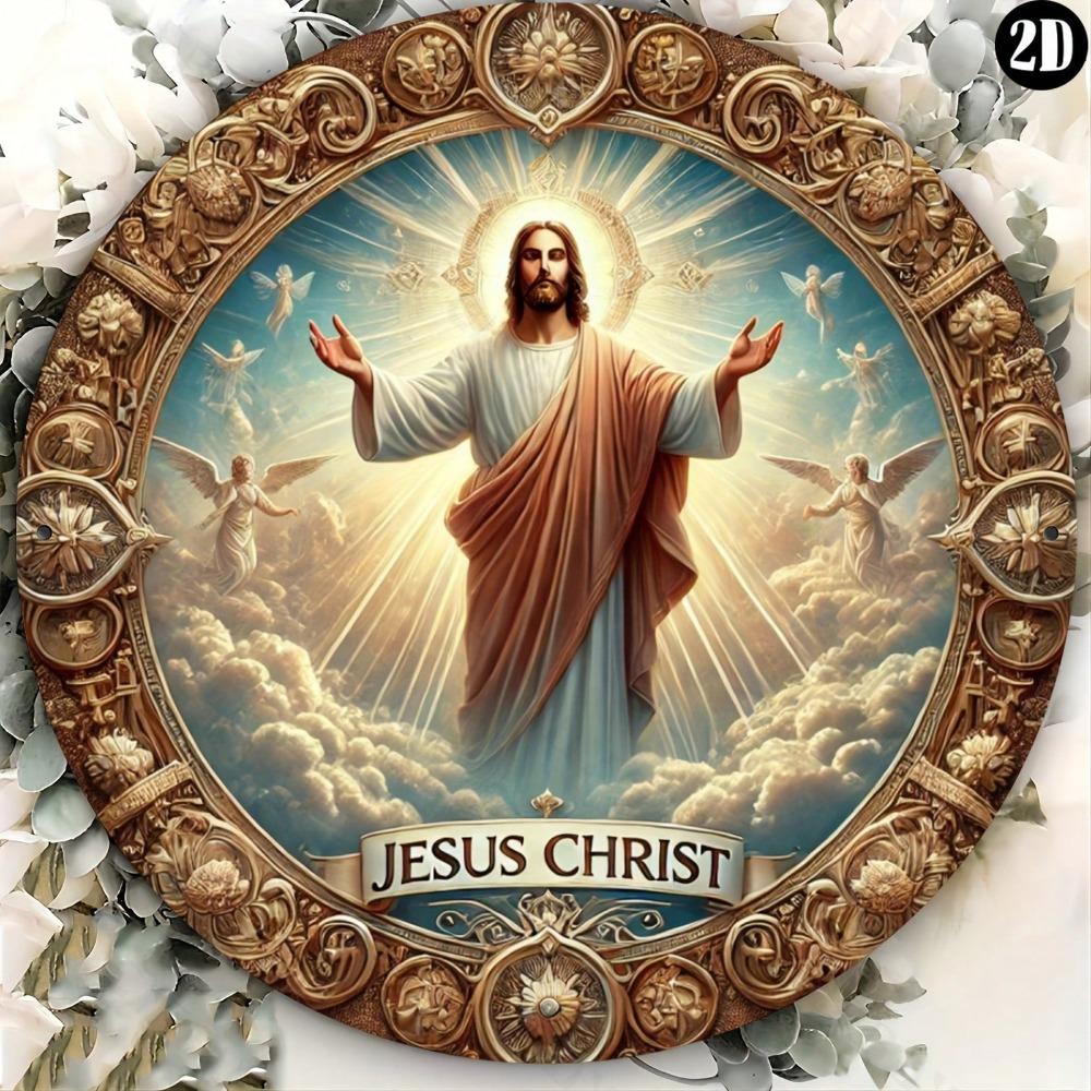 Jesus Rundes Aluminiumschild Wandkunst Christliche Dekoration Geschenk
