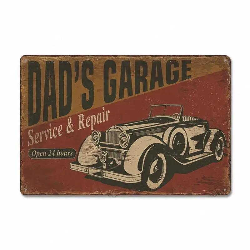 Route 66 Car Metal Dad's Garage Metal Tin Signs Poster Vintage Tinplate Retro Plaque Garage Man Cave Tire Shop Wall Art Decor
