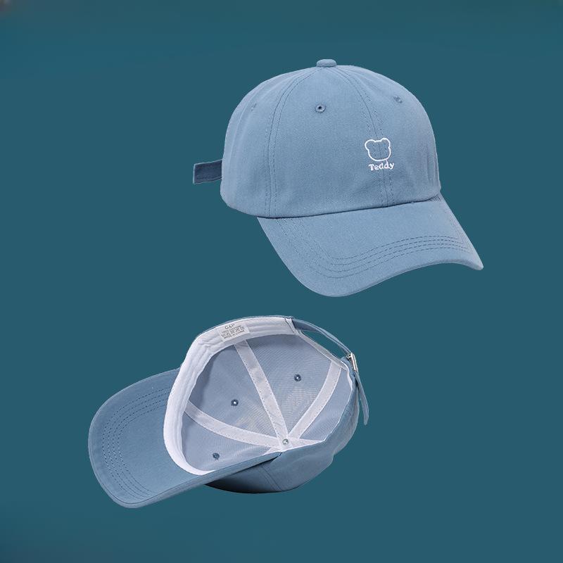 Retro Cute Little Bear Cartoon Embroidered Baseball Cap for Women In Spring and Summer Sun Protection Baseball Cap