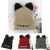 Cozy Cat Ears Women Hat Knitted Acrylic Warm Winter Beanie Caps For Fashionable Comfort