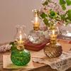 Vintage Glass Lamp Colored Clear Oil Lamp Windproof Antique Oil Lamps for Indoor Use Emergency Lighting Hurricane Lamp Chamber