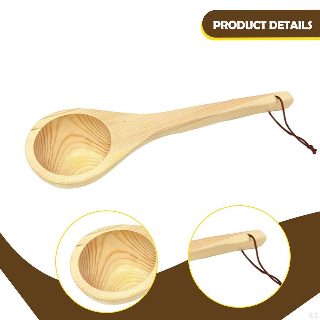 Sauna Ladle Wood Spoon Long Handle Handmade Versatile Practical Water Dipper for Bath