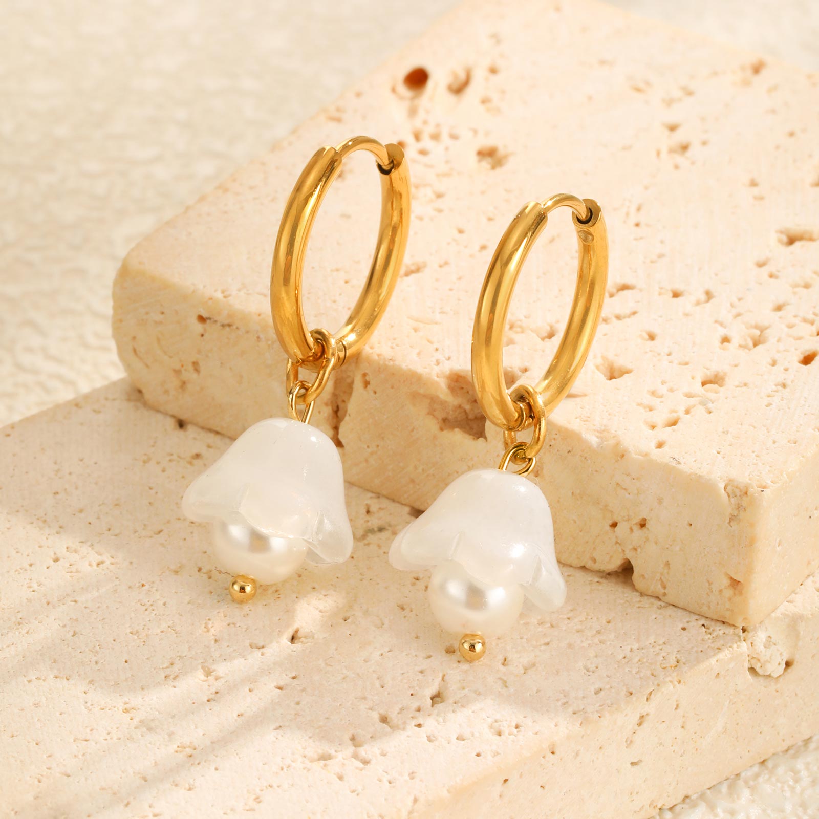 

Elegant Zircon Imitation Pearl Water Drop Earrings for Women,Stainless Steel Hoop Earrings,Classic Jewelry Mother s Day Gift