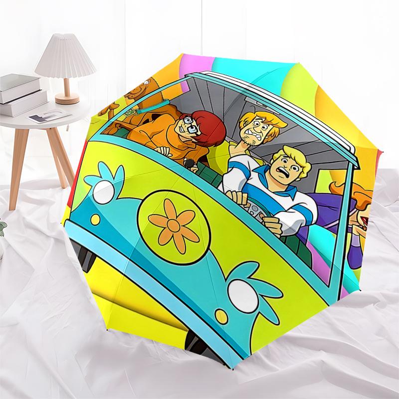 

Scooby-Doo Mystery Machine Inspired Automatic Folding Umbrella - 8 Bone Iron Frame, Portable Design for Outdoor Adventures and Festive Gifts