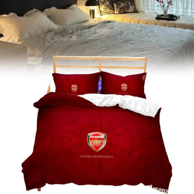Arsenal Pattern Digital Print Bedding Set With Active Dyeing For Bed Kids Bedroom Decor