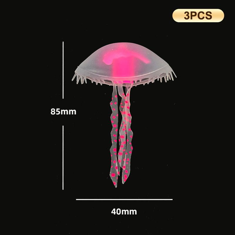 3Pcs Artificial Glowing Fluorescent Jellyfish Aquarium Decoration Fish Tank Underwater Plant Marine Aquatic Landscape Ornament