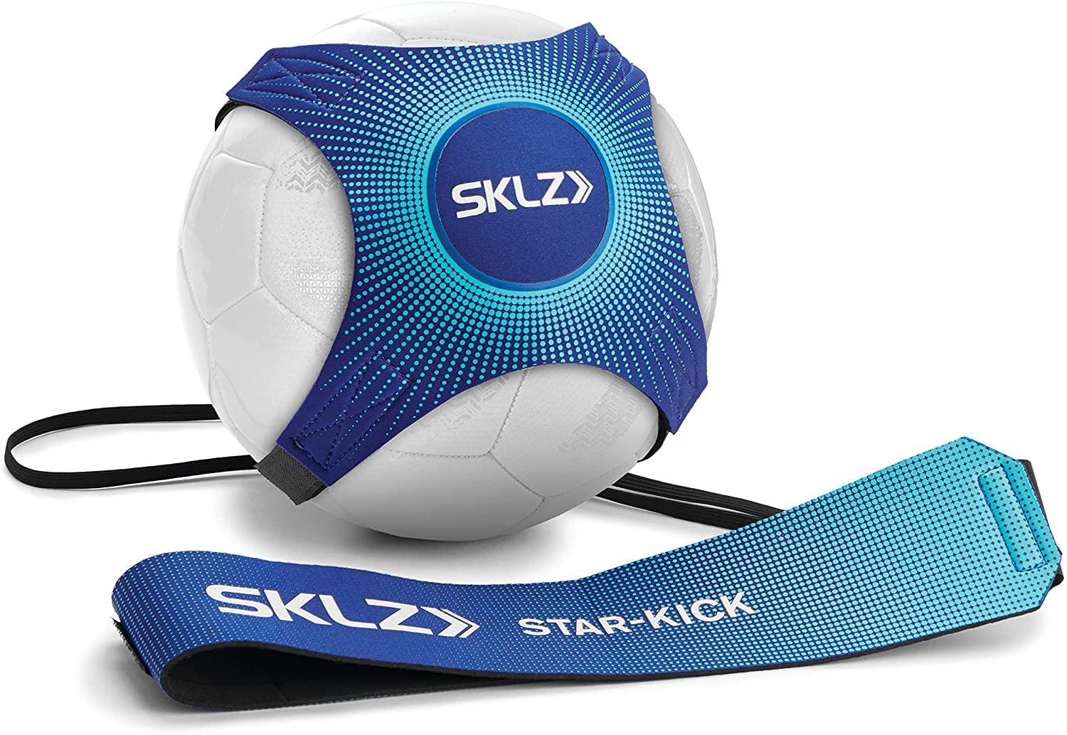 

SKLZ Star Kick Синий футбольный тренировочный резиновый пояс для тренировок, пасов, подъема, растягивающийся, совместимый с размерами мячей и 5 японский импорт 212693 3, 4, синий