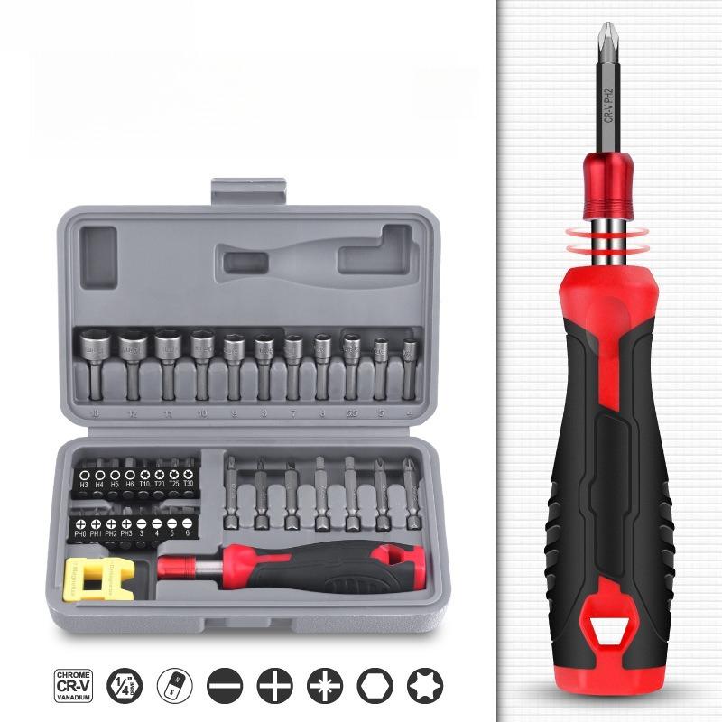 36pcs a Set Manual Screwdriver Set Hex, Star, Flat, and Phillips Bits and Socket Tools