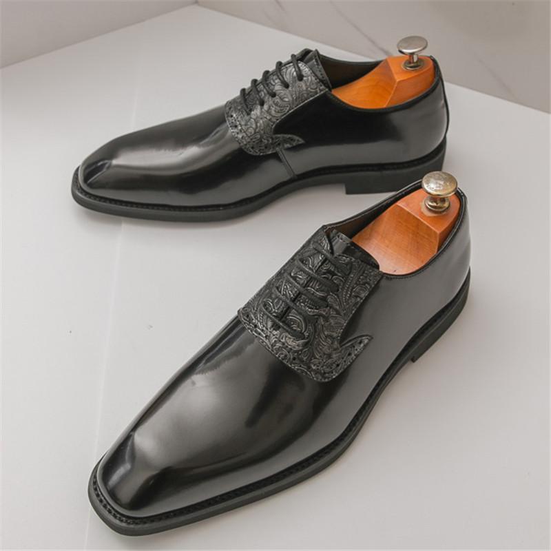 Britain Gentleman Designer New Men's Pointed Lace Up Oxford Shoes Male Wedding Dress Homecoming Formal Wedding Footwear