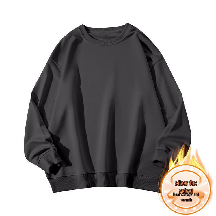 400g Men's & Women's Solid Color Loose Fit Round Neck Sweatshirt - Casual Long Sleeve Versatile Pullover