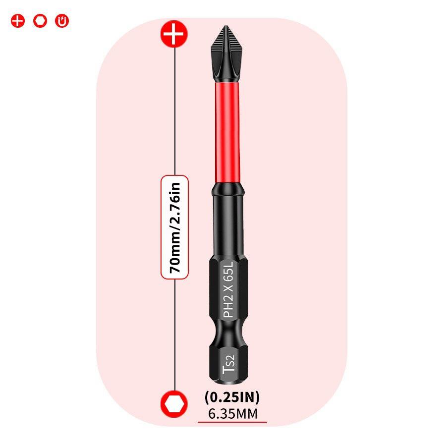 PH2 Magnetic Anti-Slip Phillips Screwdriver Bit Set, 25-150mm, High Hardness Electric Screwdriver Heads