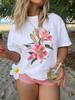 Women's Loose Fit Crew Neck T-Shirt, Comfortable Breathable Fabric, Casual Leisure & Vacation Top For Spring & Summer