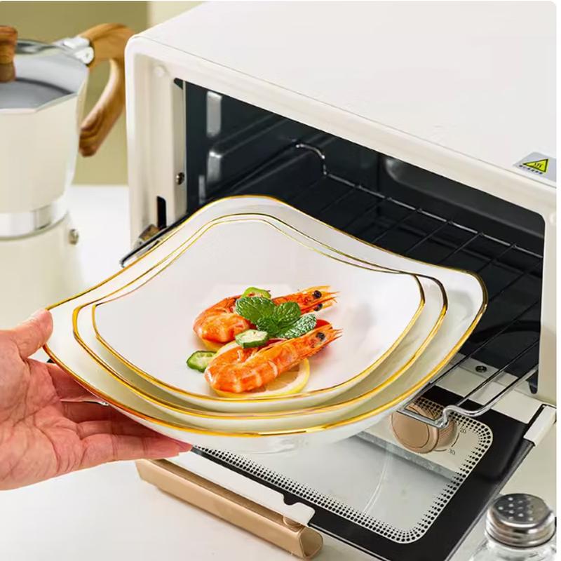 Taishun Gold Rim 7-inch Ruyi Ceramic Soup Plate