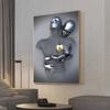 Metal Figure Statue Posters Print Modern Lovers Sculpture Canvas Painting Wall Art Wall Pictures for Room Home Decoration No Frame