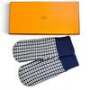 Excellent HERMES Hope Mitten H-pattern Knit Jacquard Gloves Navy Cashmere M Used