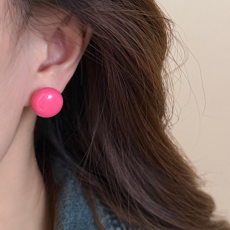 Silver Needle Color Steamed Bread Doudou Stud Earrings Women's 2025 New Unique Beautiful Sweet Earrings Spring Earrings