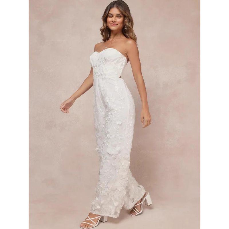 Order Lu's Sexy Gyaru Wrap-around Heavy Industry Three-Dimensional Flowers Pure Desire Slimming European and American Embroidery Royal Sister Jumpsuit