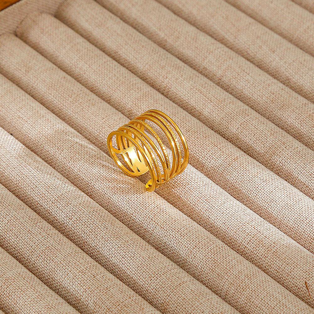 1Pcs Stainless Steel Ring Set with Zirconia, Metal Style Finger Ring, Index Finger Ring