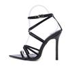 Comemore  Sexy Black Red Woman Sandals Pointed Evening Party Cross Belt Stilettos Ladies 11 .5cm High Heels Women 'S Shoes 42