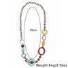 Bohemian Long Necklace with Colorful Stone & Mixed Metal Chain, Unique Pendant & Ethnic Choker Style Accessories