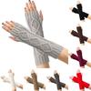 Retro Diamond Knit Wool Fingerless Gloves: Warm Half-Finger Wrist & Arm Warmers