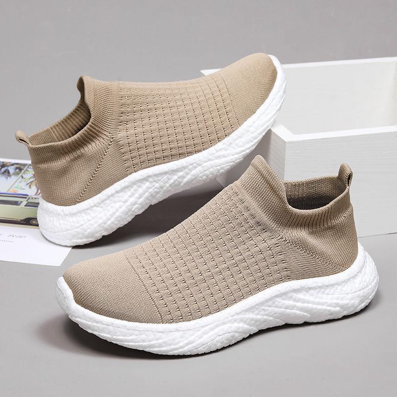 Men's Shoes Spring and Autumn 2025 New Mesh Breathable Thick-soled Sports Men's One-pedal Lightweight Soft-soled Black Socks Shoes
